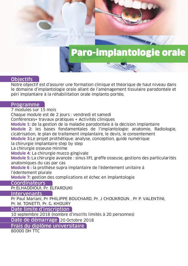 DU Paro-implantologie orale UM6SS 2018/2019