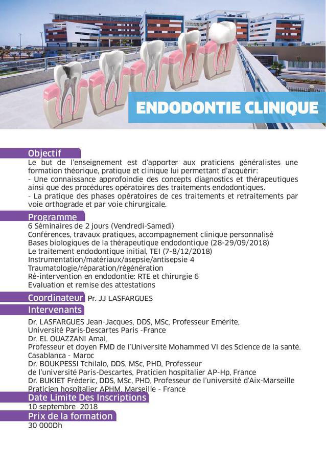 DU d'Endodontie Clinique UM6SS 2018/2019