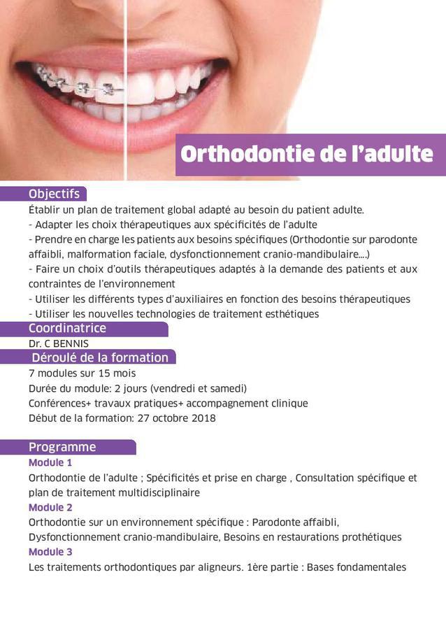 DU Orthodontie de l'adulte UM6SS 2018/2019