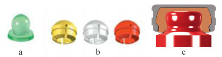 L’attachement axial type Rhein 83: a- Patrice, b- Matrice, c- La patrice et la matrice associée avec le boitier en acier.